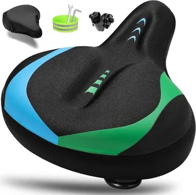 Immagine prodotto di Sella per bicicletta - Sella confortevole - Biciclette - Design particolarmente ampio - 27x25x13 cm - Blu-verde