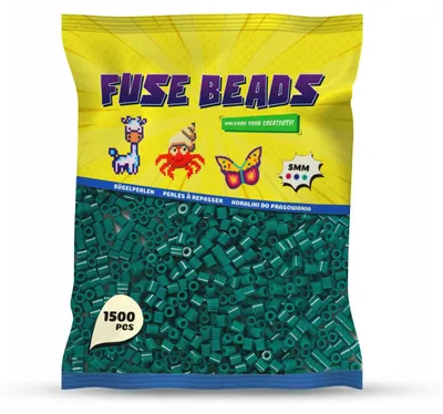Zdjęcie produktu dla Koraliki do prasowania ciemnozielone 1500 szt. Midi 5 mm – prasowanki Benny Beads, jednokolorowe koraliki termiczne