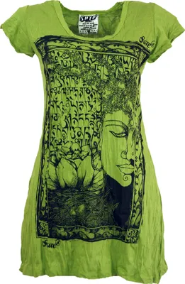 Produktbild von Sure Long Shirt, Minikleid Mantra Buddha - Lemon, Damen, Grün, Baumwolle, Größe: S