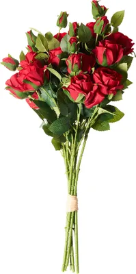 Produktbild von BELIANI Kunstblumenstrauß Rot 65 cm Hochwertig wie Echt Künstliche Blumen Rosen Kunstblumen Arrangement für Vasen Bodenvasen Hochzeit