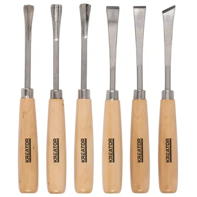 Produktbild von Kreator Mini Schnitzmesser Beitel Set 6 tlg. Holzschnitzerei Meissel Holzmeissel