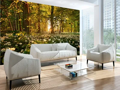 Produktbild von Vlies Fototapete 400x280 cm Tapeten Wandtapete XXL Wald Blumen Natur c-B-0031-a-a