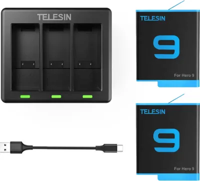 Obrázok produktu pre Trojkanálová nabíjačka TELESIN + 2 batérie pre GoPro Hero 9/10