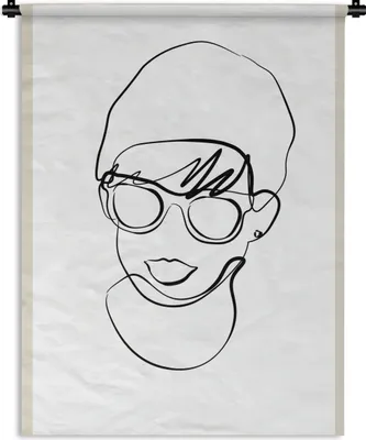 Produktbild von MuchoWow® Wandteppich Wandbehang Frauen - Minimalismus - Linienkunst 150x200 cm Tapisserie Dekoration Wandtuch - Wandaufhängung - Moderner