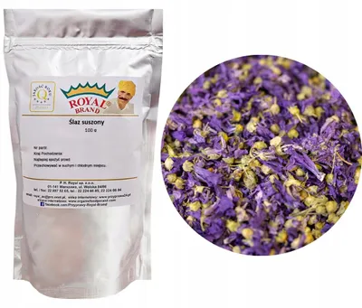 Immagine prodotto di Fiori di prugno selvatico essiccati 100 g Malva blu commestibile Royal Brand