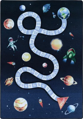 Immagine prodotto di Tappeto per bambini, motivo spaziale, colore blu, dimensioni 120 x 170 cm, forma rettangolare