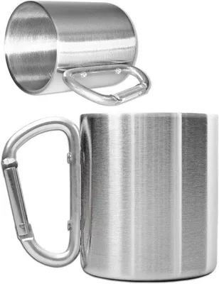 Image de Gobelet de camping Famanu avec mousqueton - 250 ml - Argenté