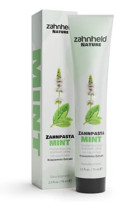 Produktbild von Zahnheld Nature Zahnpasta Mint - Zahncreme mit Fluorid (75 ml (4er Pack)), schützt vor Karies, frischer Minzgeschmack, vegan und ohne Mikroplastik