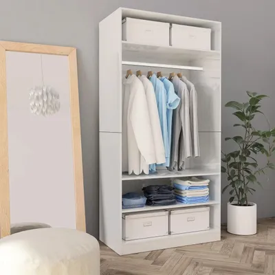 Produktbild von vidaXL Kleiderschrank Hochglanz-Weiß 100x50x200 cm Holzwerkstoff