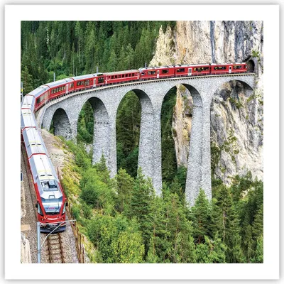 Produktbild von Poster - Poster ohne Rahmen - Viadukt Landwasser Zug - 60x60 cm - Wand Bild - Wanddeko - Wandbilder - Kunstposter - Wandposter - Bilder - Kunstdruck - Wanddekoration - Wandbild - P2XAC60x60-4605