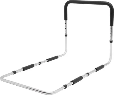 Immagine prodotto di Maniglia di sostegno per il letto - Ausilio per alzarsi dal letto - Regolabile in altezza - 90×51×46-56 cm - Acciaio ad alto tenore di carbonio - Per anziani e persone con disabilità - Nero