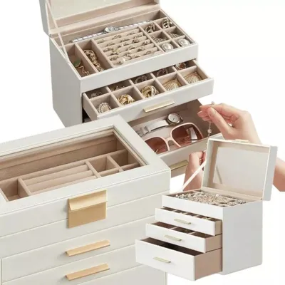 Produktbild von Ekskluzywna Szkatułka na biżuterię kuferek etui organizer złote uchwyty PD161
