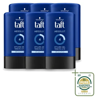 Produktbild von 6 x Schwarzkopf Taft Absolut Haargel für Männer - Langanhaltender Halt - 300 ml - Vorratspackung - 6 Stücke