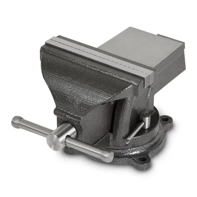 Obrázok produktu pre EBERTH liatinový zverák s kovadlinou, šírka čeľustí 150 mm, celková výška 152 mm, otočný o 360°, Ø dosky 123 mm, maximálna šírka upnutia 100 mm