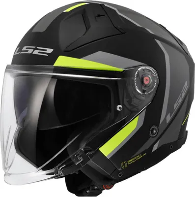 Image de Casque Jet LS2 OF603 INFINITY II Focus noir mat, jaune fluo taille XS