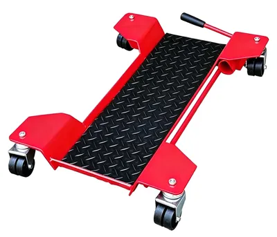Imagen del producto de Relaxdays, ayuda para maniobrar motocicletas, hasta 250 kg, giratoria 360°, 4 ruedas dobles, placa de maniobra de 56 x 19 cm, acero, color rojo, Imagen generada por IA