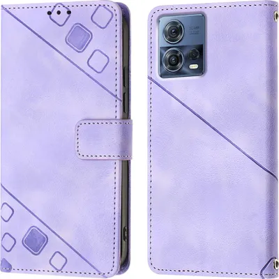 Produktbild von Hülle für Motorola Moto S30 Pro 5G Prägung Flip Leder Brieftasche Schutzhülle mit Ständer Lila