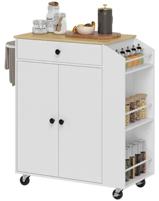 Produktbild von Kš¹cheninsel mit 2 Tš¹ren, 3-stufigem Gewš¹rzregal, Handtuchhalter und verstellbarem Einlegeboden, 82 x 38 x 86,5 cm, Wei?