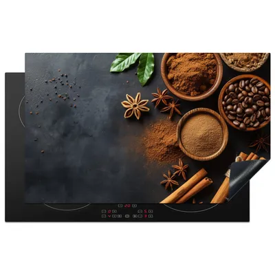 Produktbild von KitchenYeah© Herdabdeckplatte Zimt - Kaffee - Beton , 83x51cm, Küche Deko, Glaskeramikkochfeld Herdabdeckung, Abdeckplatte fùr Kochfeld