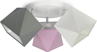 Produktbild von FKL DESIGN Home Deco Deckenleuchte Kinderlampe Stern für Kinderzimmer Jugendzimmer Kinderzimmerlampe Deckenlampe für Jungs und Mädchen 299-G3 (299-G3 Glatt, Grau-Rosa-Weiß)