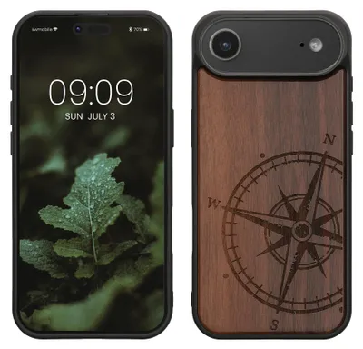 Produktbild von kwmobile Handyhülle für Apple iPhone Air Hülle Holz - Case mit TPU Bumper - Stoßfestes Hardcase - Schutzhülle Cover in Dunkelbraun