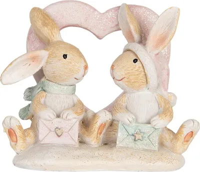 Zdjęcie produktu dla Clayre & Eef figurka dekoracyjna królik 11x6x9 cm brązowy plastik