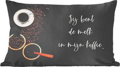 Produktbild von MuchoWow® Zierkissen Sofakissen Wohnzimmer Dekokissen 50x30 cm Sprichwörter - Zitate - Du bist die Milch in meinem Kaffee - Partner - Wohnzimmerdekoration - Polster mit Photo