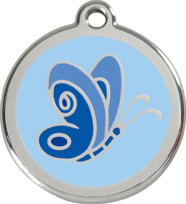 Produktbild von RedDingo Hundemarke mit individueller Gravur Schmetterling hellblau, Größe: S