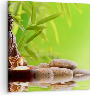 Produktbild von Bild auf Leinwand - Leinwandbild - Buddhismus Feng Shui Spa Bambus - 60x60cm - Wand Bild - Wanddeko - Leinwanddruck - Bilder - Kunstdruck - Wanddekoration - Leinwand bilder - Wandkunst - AC60x60-2392