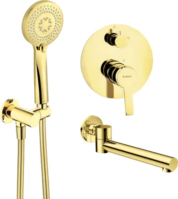 Produktbild von Unterputz-Duschset, mit Badewannenauslauf Gold