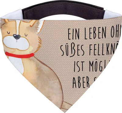Produktbild von Mr. & Mrs. Panda Bandana Hund Glück - Hundeglück - Geschenk, Hundetuch, Spruch, Sprüche, Corgie, Halstuch, Hunde, Herz, Süß, Dreieckstuch, Hundehalstuch