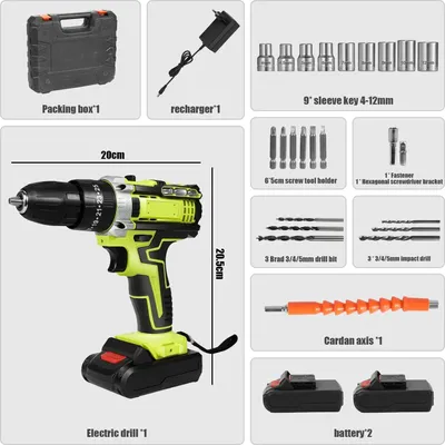 Image de Perceuse à percussion sans fil, 1350 tr/min, double batterie incluse, 2 batteries, UE