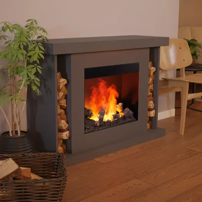 Produktbild von GLOW FIRE Elektrokamin 'Ares Opti Myst' | Wasserdampf Kamin mit Heizung inkl. Holz in schwarz als Standkamin| HxBxT: 106x131x38 cm