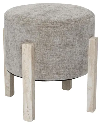 Obrázok produktu pre HowHomely | Taburetka – kozmetická stolička – taburetka – taupe – 35 x 35 x 35 cm – taburetka – okrúhla – látková taburetka