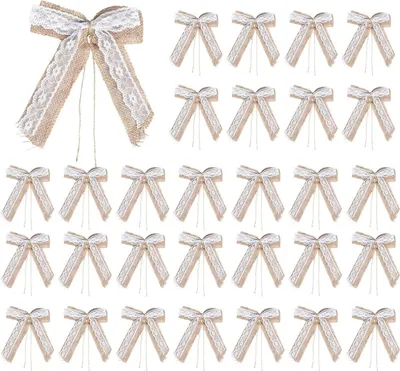 Produktbild von 30 Stück Antennenschleifen Hochzeit 15 * 22cm Autoschleifen Spitze Schleifen Hochzeitsauto für Hochzeit, Autoschmuck,Feste Dekoration, für Hochzeit Auto Dekoration
