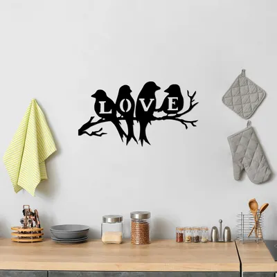 Obrázek produktu pro Wallity, Ptáci- SKL2493, Černá, Ostatní bytové dekorace, 68 x 37 cm, 100% kov (Tloušťka: 1)