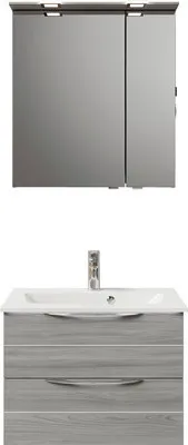 Produktbild von Pelipal Badmöbel-Set Sunline 300 BxHxT 67 x 200 x 48 cm Frontfarbe sangallo grau Badmöbel-Set mit Waschtisch Mineralmarm