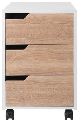 Produktbild von HOMCOM Rollcontainer Aktenschrank, Büroschrank mit 3 Schubladen 4 Universalräder