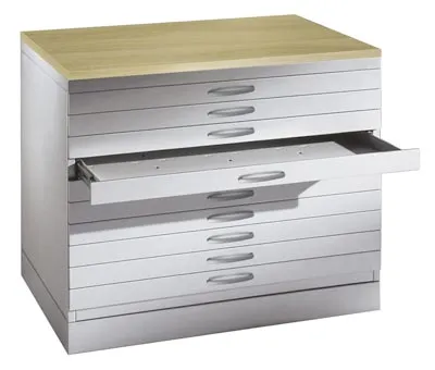 Produktbild von Zeichnungsschrank, DIN A1, BxTxH 1100x765x420 mm, 5 Schubladen, RAL 7021 schwarzgrau
