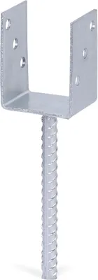 Produktbild von Alberts U-Pfostenträger | mit Betonanker aus Riffelstahl | feuerverzinkt | lichte Breite 81 mm | Länge Betonanker 200 mm