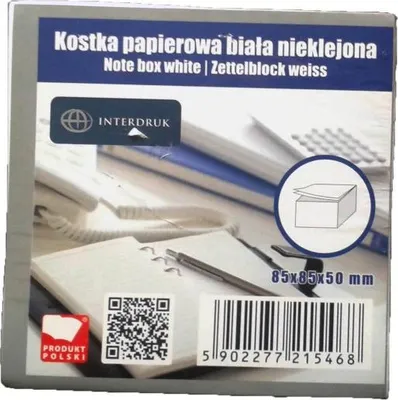 Obrázek produktu pro Interdruk Bílá krabička na bankovky 85 x 85 x 50 mm volné listy
