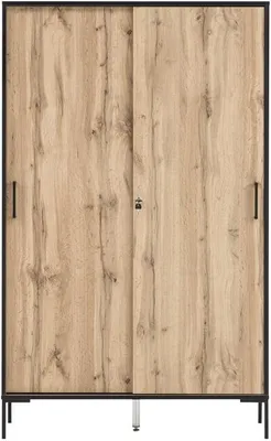 Produktbild von Möbelpartner Schiebetürenschrank Panda | Tall | HxBxT 165x100x41cm | 4 Fächern & 2 Schiebetüren | Eiche