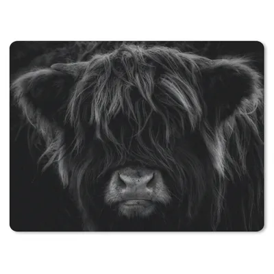 Produktbild von MuchoWow® Mauspad Mousepad Schottischer Highlander - Kuh - Schwarz - Weiß - Porträt 40x30 cm - Mousepads - Maus Mat - Pad - Mausunterlage - Anti Rutsch
