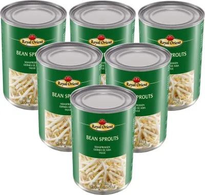 Produktbild von [ 6x 425g/ 200g ATG ] Royal Orient Sojasprossen in Wasser / Bean Sprouts