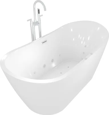 Produktbild von freistehende Badewanne Wanne F23 180cm Whirlpool Luft & Wasser mit Armatur AF03