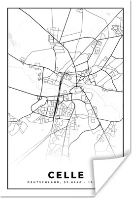 Produktbild von MuchoWow® Poster Karte - Stadtplan - Celle - Karte 20x30 cm - Papierdruck