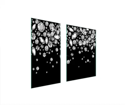 Produktbild von Herdabdeckplatten 2 teilig 75x52 Glaskeramikkochfeld Abdeckung Glas Schneidebrett Diamant Schwarz