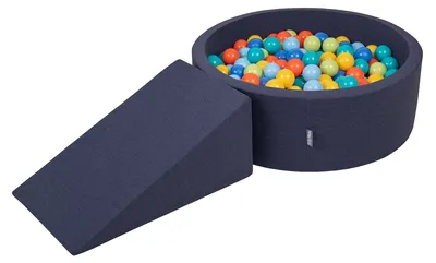 Immagine prodotto di KiddyMoon parco giochi in gommapiuma con piscina di palline rotonde (100 palline) pozzi di palline per giochi per bambini percorsi ad ostacoli in piscina,  eu, blu scuro:verde chiaro/arancio/turchese/blu/blu/giallo