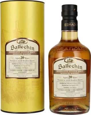 Produktbild von Edradour Ballechin 20 Years Old Bourbon Barrel Highland Single Malt Cask Strength 52,8% Vol. 0,7l in Geschenkbox