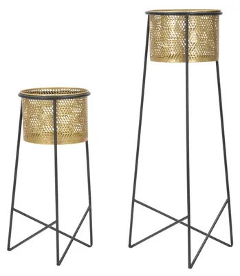 Produktbild von Beistelltisch Glam aus goldenem Eisen und schwarzem Glas 45,5x25,5x60 cm